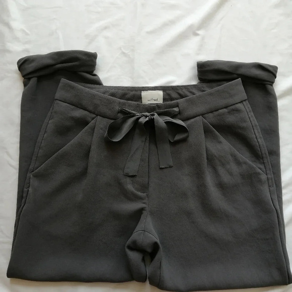 Aritzia Wilfred Allant Crepe Cropped Gray Trouser Pants Neutral Professional 2 - Picture 8 of 16